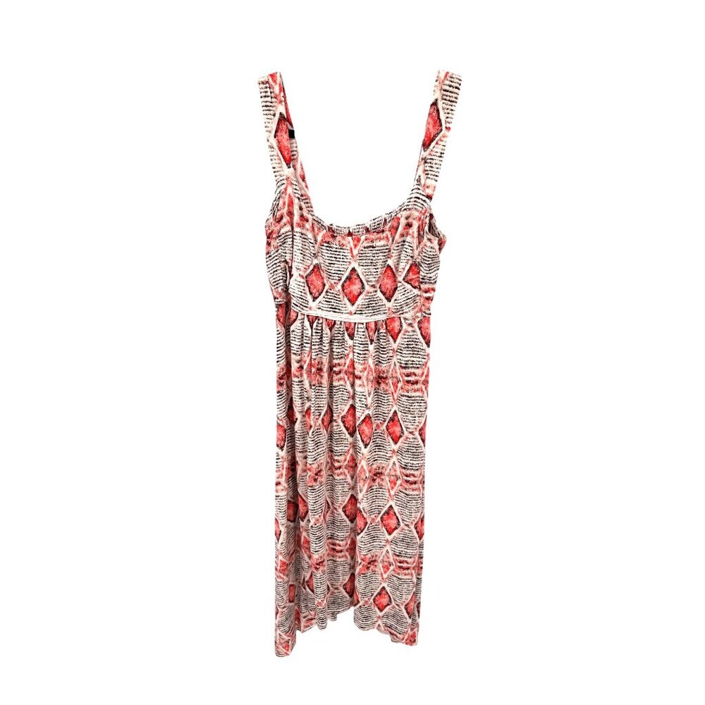 Fresh Produce Midi Dress Womens Medium White Red Southwest Print Rayon Blend